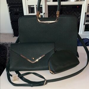Elegant Green Women's Bag 3 piece Bag Set